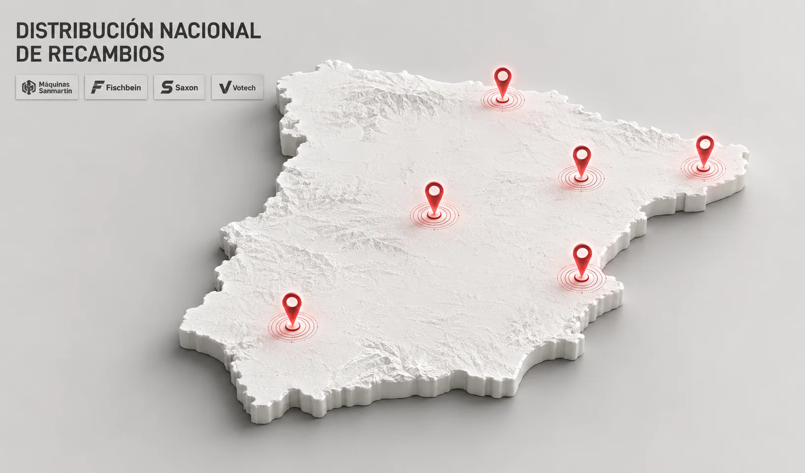 mapa de distribucion nacional de repuestos fischbein en españa