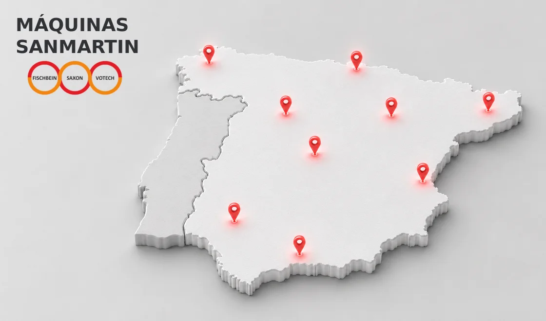 mapa de distribucion de cerradoras de sacos industriales fischbein saxon votech en españa